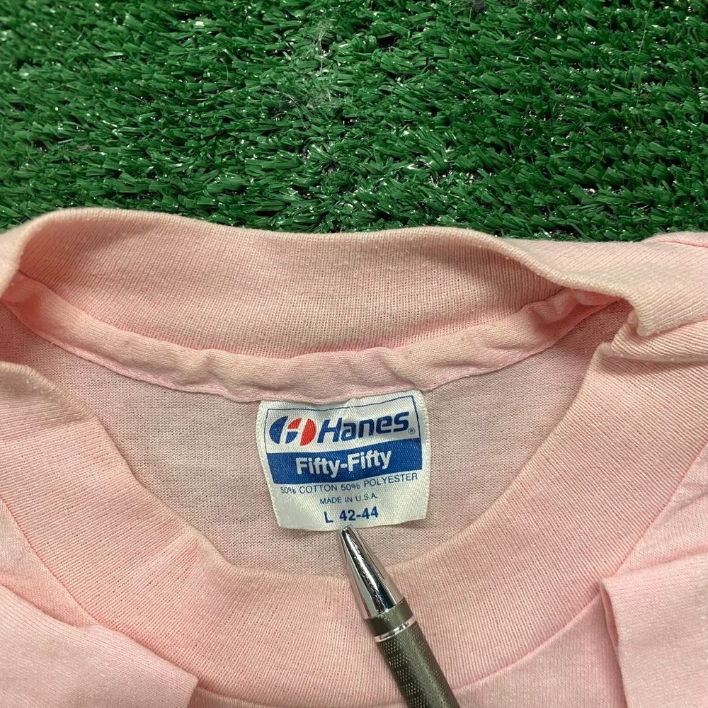 Vintage 80s Equestrian Horse Rider T-Shirt Pastel Pink L Single Stitch Cowgirl - Picture 4 of 5